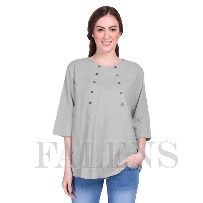 Falens Donita Top Atasan Wanita Baju Blouse Cewek Fashion Bagus Cantik Bahan Adem – Abu abu muda