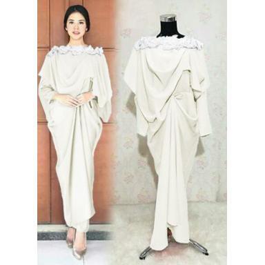(TERBARU) PRINSA GAMIS RENDA BAJU MAXI DRES MAXY MUSLIM WANITA DEWASA MURAH CEWEK KEKINIAN GROSIR MODERN PESTA (PUTIH)