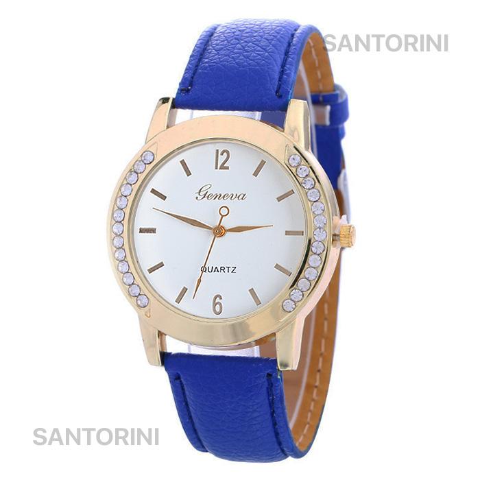 Geneva Jam Tangan Pria Wanita Korea Fashion Diamond Stone Quartz Analog Women Leather Watch