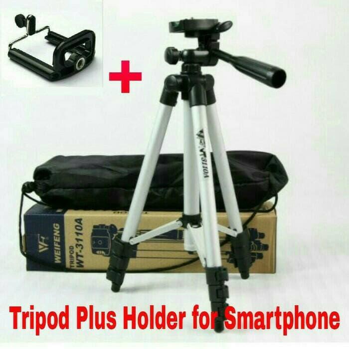 Promo Tripod 1 Meter Kamera DSLR + Holder U Universal for HP Smartphones original