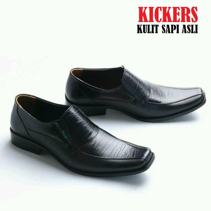 sepatu pantofel pria kulit kickers 100 % asli formal dinas kantor kerja pesta original handmade