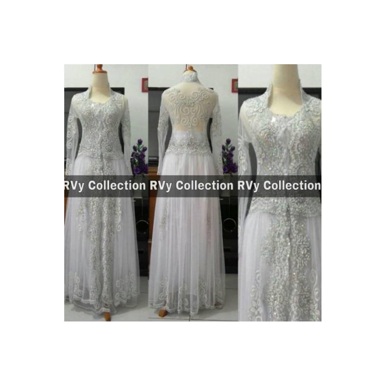 Set Kebaya Abaya Akad Nikah Putih Pengantin Resepsi Muslim Original
