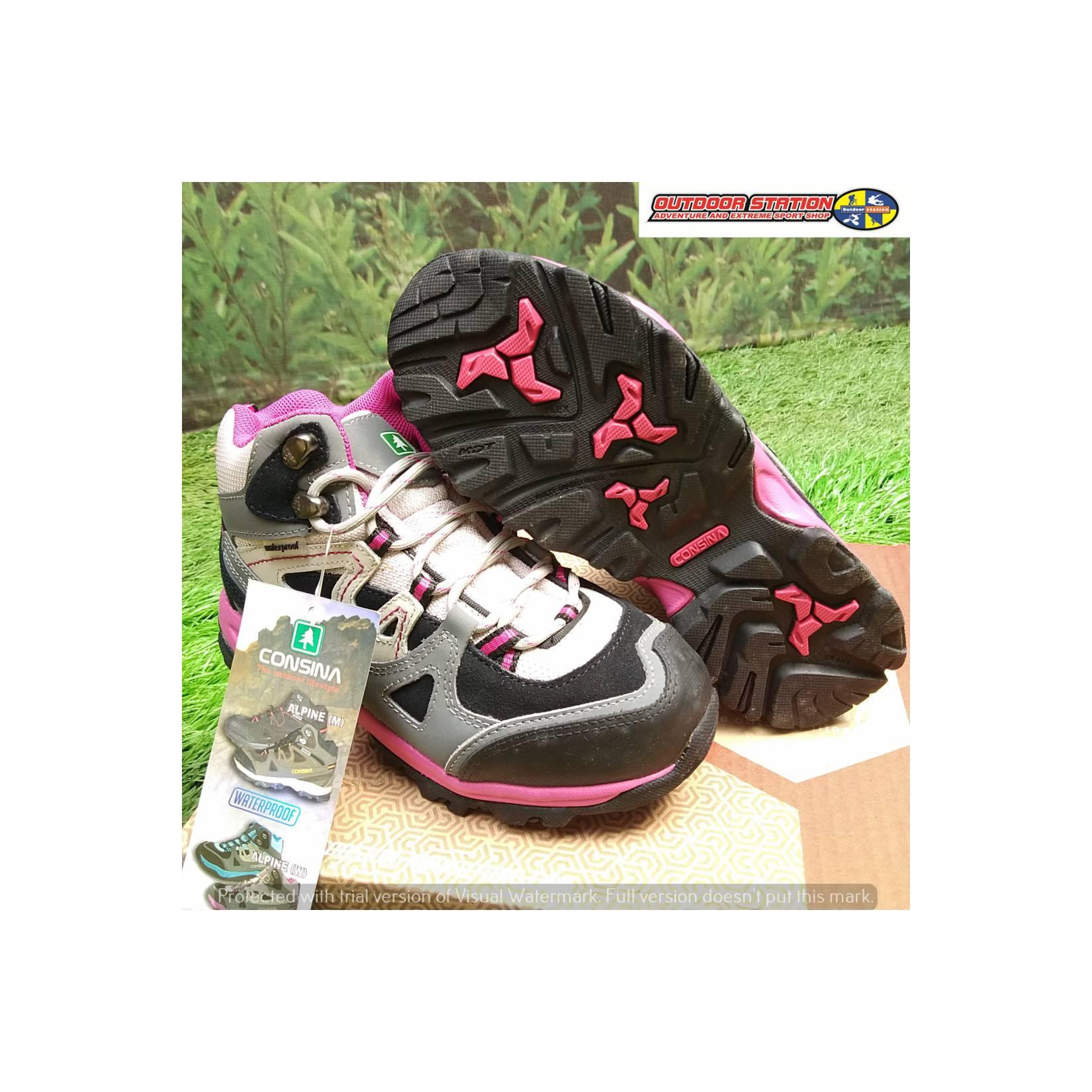 Sepatu Gunung Consina Alpine Women Grey/Pink/Black Trekking Shoes