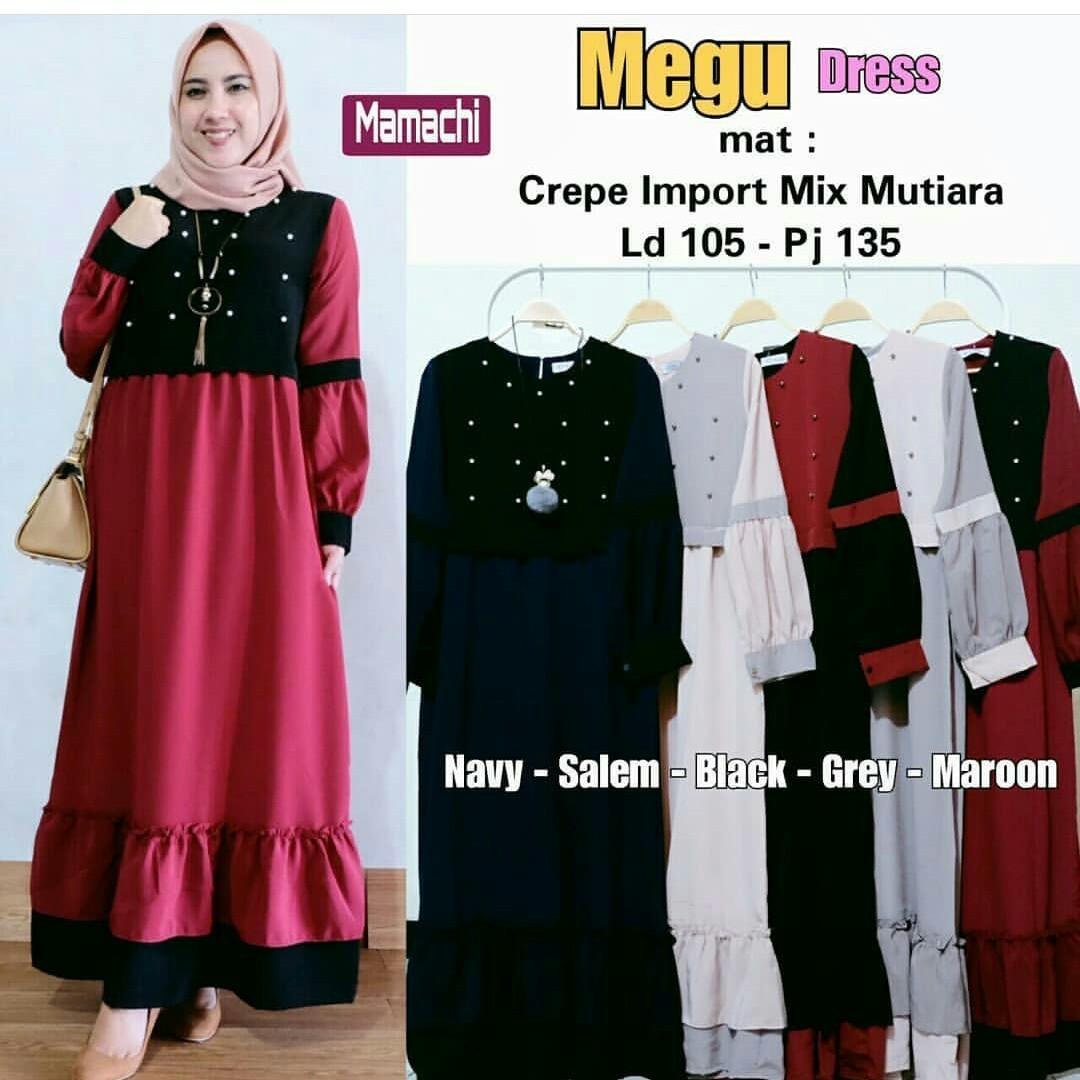 Baju Muslim Original Gamis Megu Dress Balotelly Baju Terusan Wanita Panjang Hijab Modern Fashion Muslimah Syar’I Casual Gaun Pesta Baju Simple Modis Trendy Baju Model Terbaru