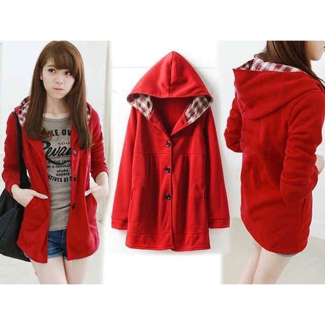 Promo Jaket Melda Red RO Jaket Wanita Babyterry Merah Murah