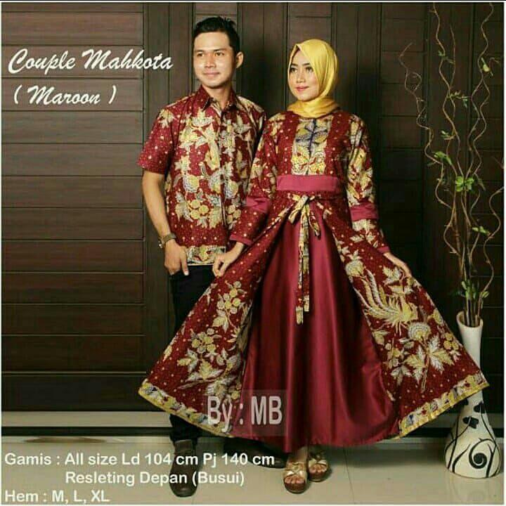 TERMURAH - Batik Couple / Couple Batik / Batik Sarimbit Mahkota Maroon