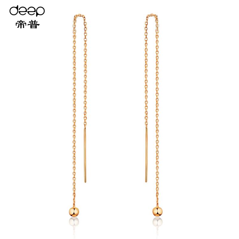 Titik Emas Anting 18K Perempuan Mawar Anting Mutiara Rantai Sederhana Produk Asli