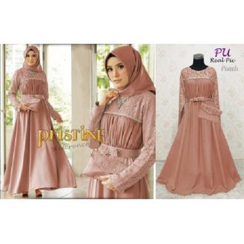 SUPPLIER GROSIR 15494 F14 BAJU MUSLIM MAXI GAMIS LENGAN PANJANG MAXY DRESS WANITA FASHION BUSANA MUSLIMAH SYARI GAMIS BUSUI WARNA SALEM MURAH TERMURAH KEKINIAN BAHAN WOLLY CREPE