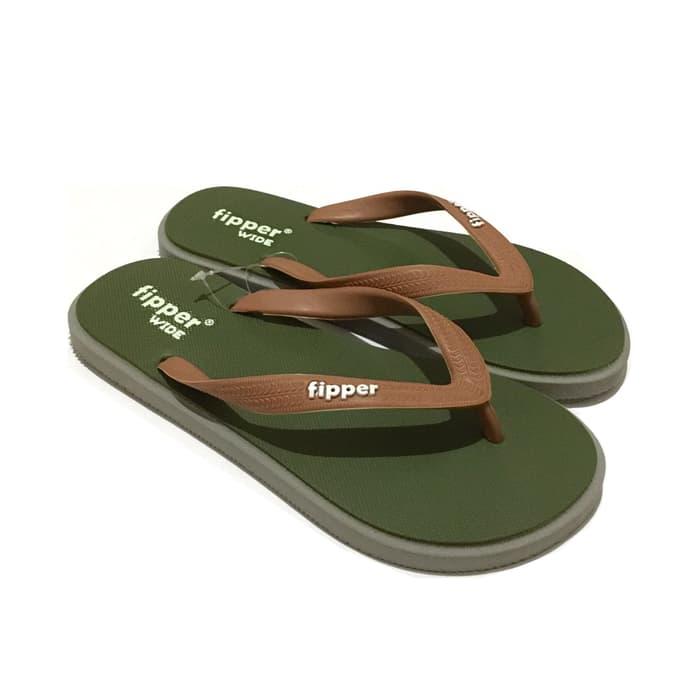 Promo: Sandal Fipper Wide Green Army Grey Brown - ready stock