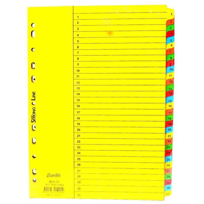 Bantex Cardboard Divider A4 31 Pages 1-31 6052 |Pembatas Binder Bantex