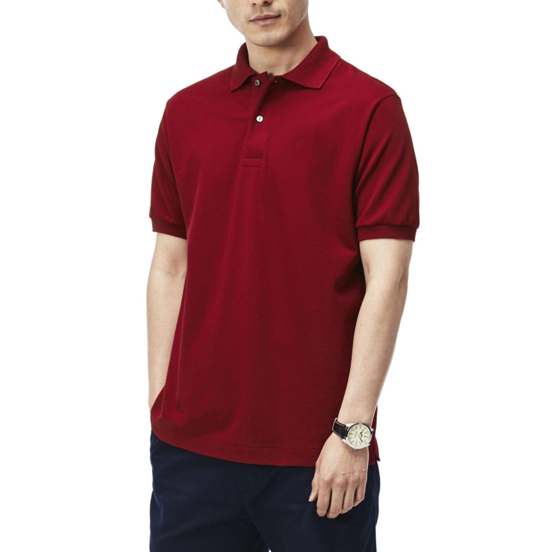 Kaos Polos Kerah Pria/wanita-Merah Maroon