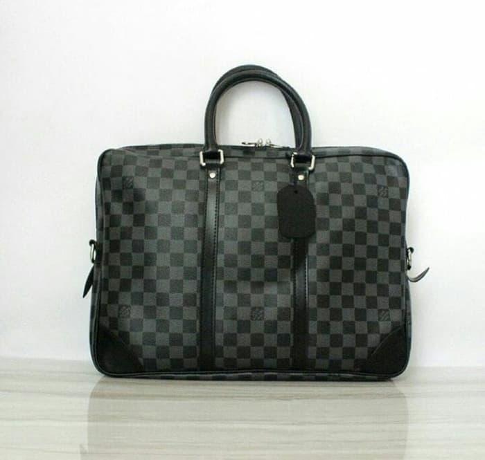 BEST SELLER!!! Jual Tas Lv Portee Document Bag Damier Graphite Mirror Quality