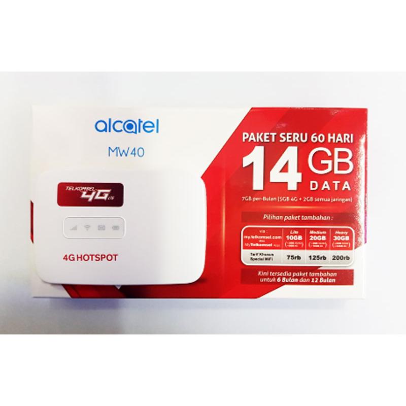 Alcatel Mw40 Modem Tsel 4G 14GB Selama 60 Hari Bypass - Putih