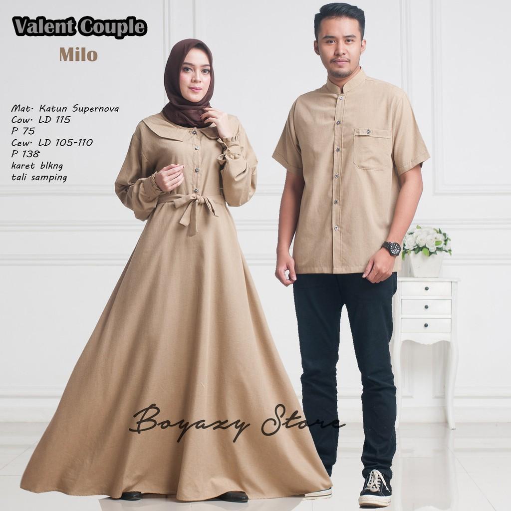 (TERBARU) Valent Couple gamis dan kemeja plos cantik dan bagus ( Ori By Boyazy ) (mint)