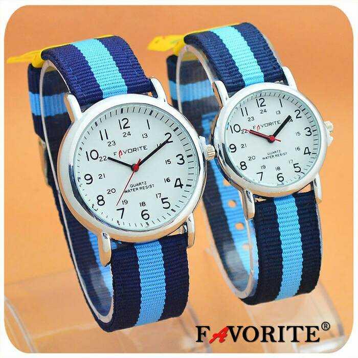 Jam Tangan Favorite Wanita Cewek Pria Cowok Tali Canvas Bukan DW