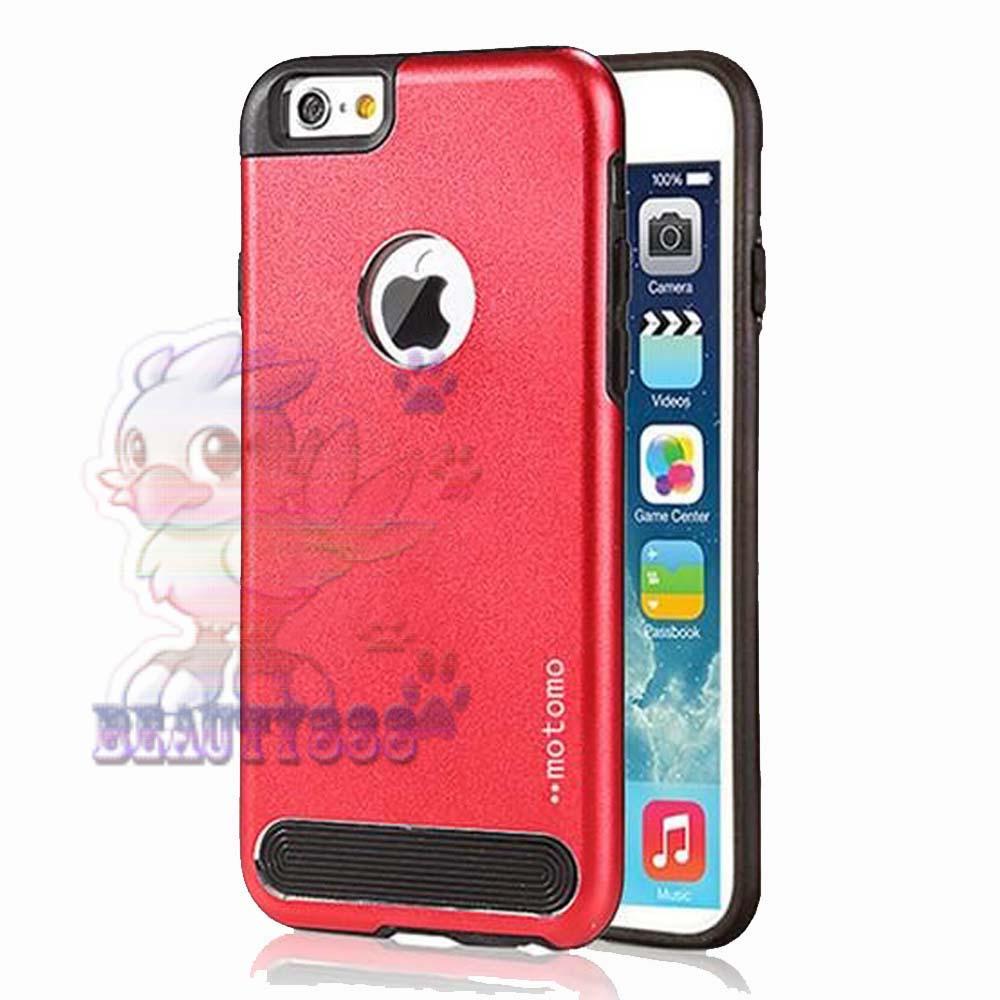 Motomo Hardshell Apple iPhone 6 Metal + Rubber Hard Back Case / Metal allumunium Case Apple iPhone 6G / Hard Back Cover / Casing HP / Motomo Hardcase iPhone 6S / Casing Iphone 6 / Case Iphone 6 / Back Case Iphone 6 - Merah