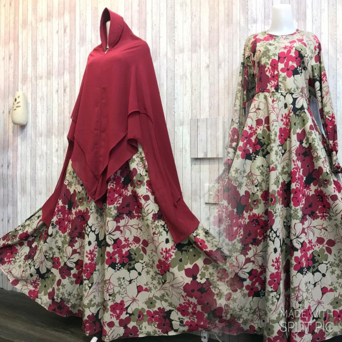 Adzra Gamis Murah syari /busana muslim wanita - Clarina Dress - Maroon