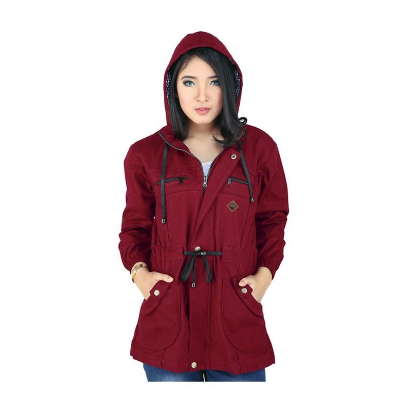 Jaket Parka Hoodie Wanita Merah Marun RSE 060