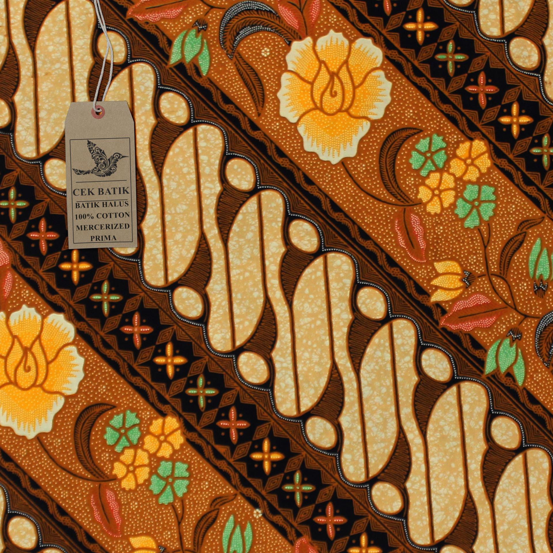 Cek Batik - Kain Batik Motif Etnik & Modern Pesona Parang Bunga Gading (Coklat Muda)
