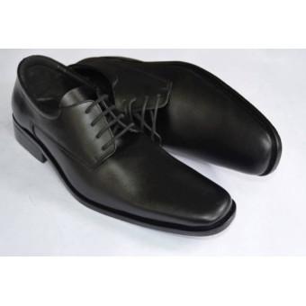 Sepatu Kerja Pria Kantor Pantofel Kulit Sintetis Model Tali - Black 