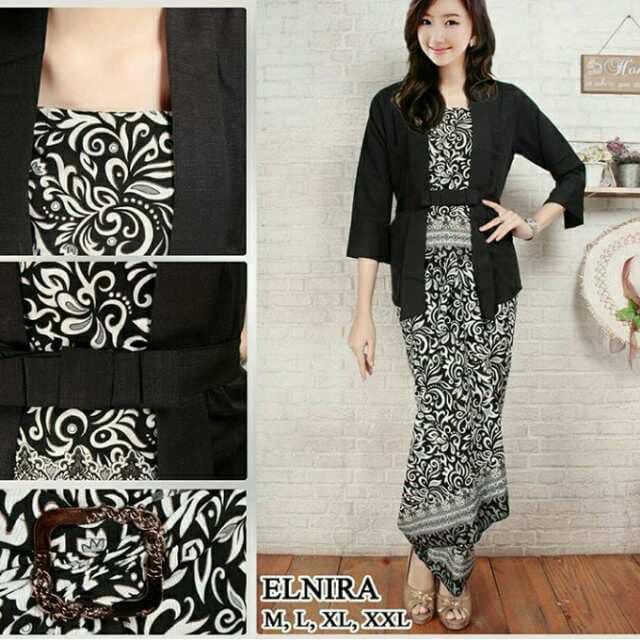 Setelan baju batik wanita- kebaya Modern kutu baru & rok lilit. Elnira 1. keluaran terbaru