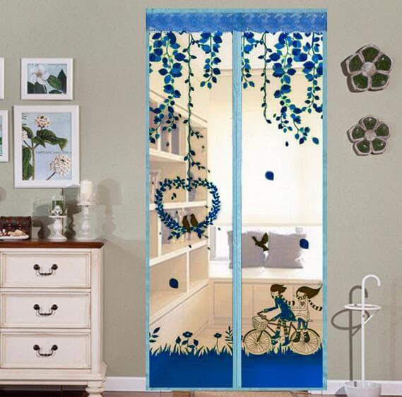 NEW Tirai magnet bermotif LOVEBIRD GARDEN magnet pinguin sdh terpasang @ tirai jendela magnet kamar mandi pintu benang anti nyamuk bambu