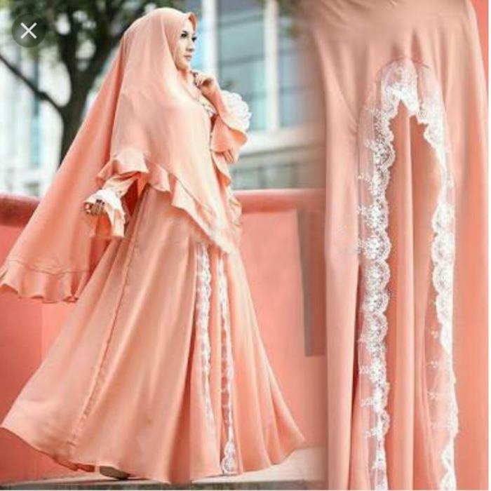 BUSANA MUSLIM BAJU MUSLIM SYARI TUNIK GAMIS HIJAB IMPORT OBRAL TERBARU KREM / FG