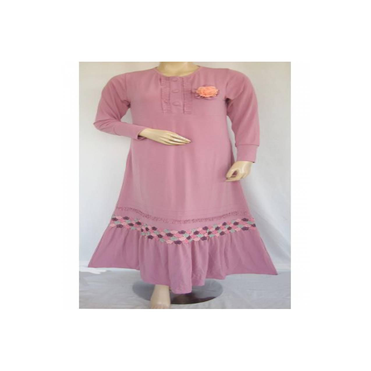 Gamis Iwakuni Syar`i Renda Bordir GI9679 - dusty pink, M