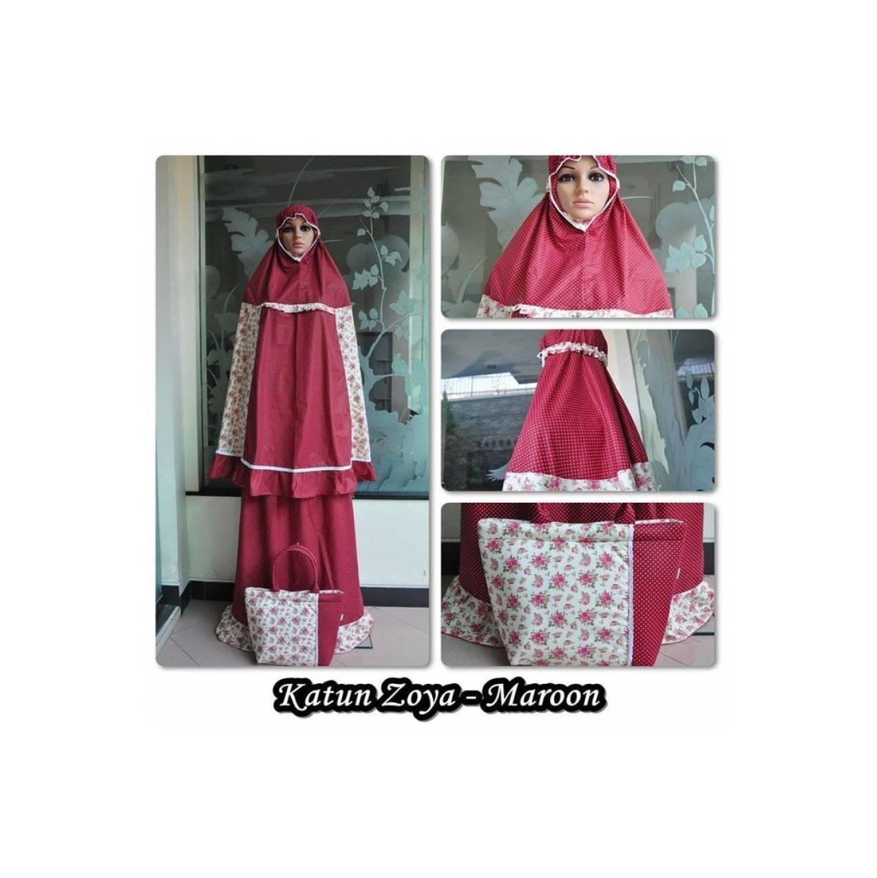 MKS - MUKENA DEWASA KATUN ZOYA -MAROON- MURAH