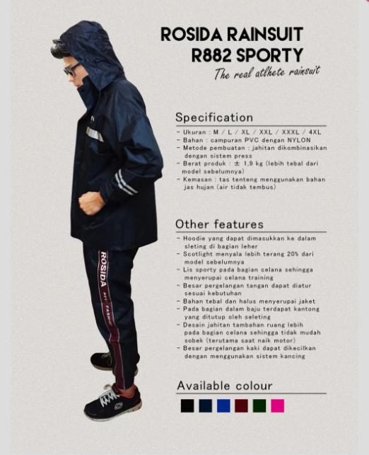 Jas Hujan Parasut Rosida R882 Sporty