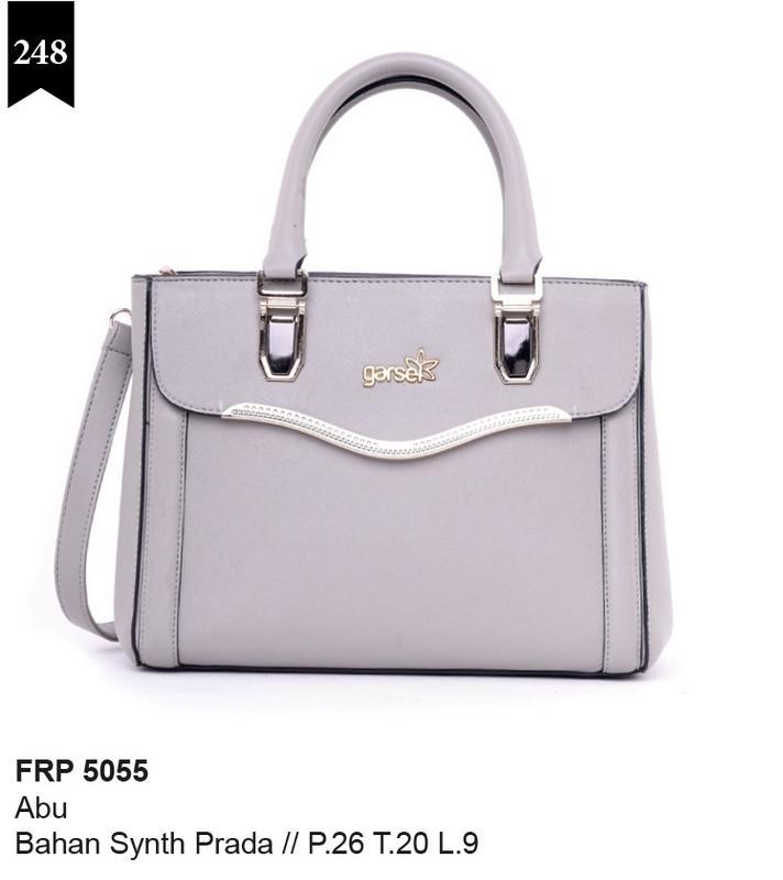 Garsel Fashion Tas Wanita Handlebag - bahan sintetis prada - 26x20x9 Murah & berkualitas (Abu-Abu) FRP 5055