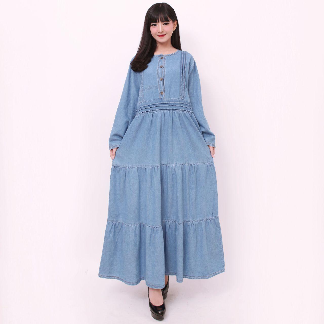 168 Collection Dress Maxi Manila Gamis Longress Jeans Jumbo Wanita