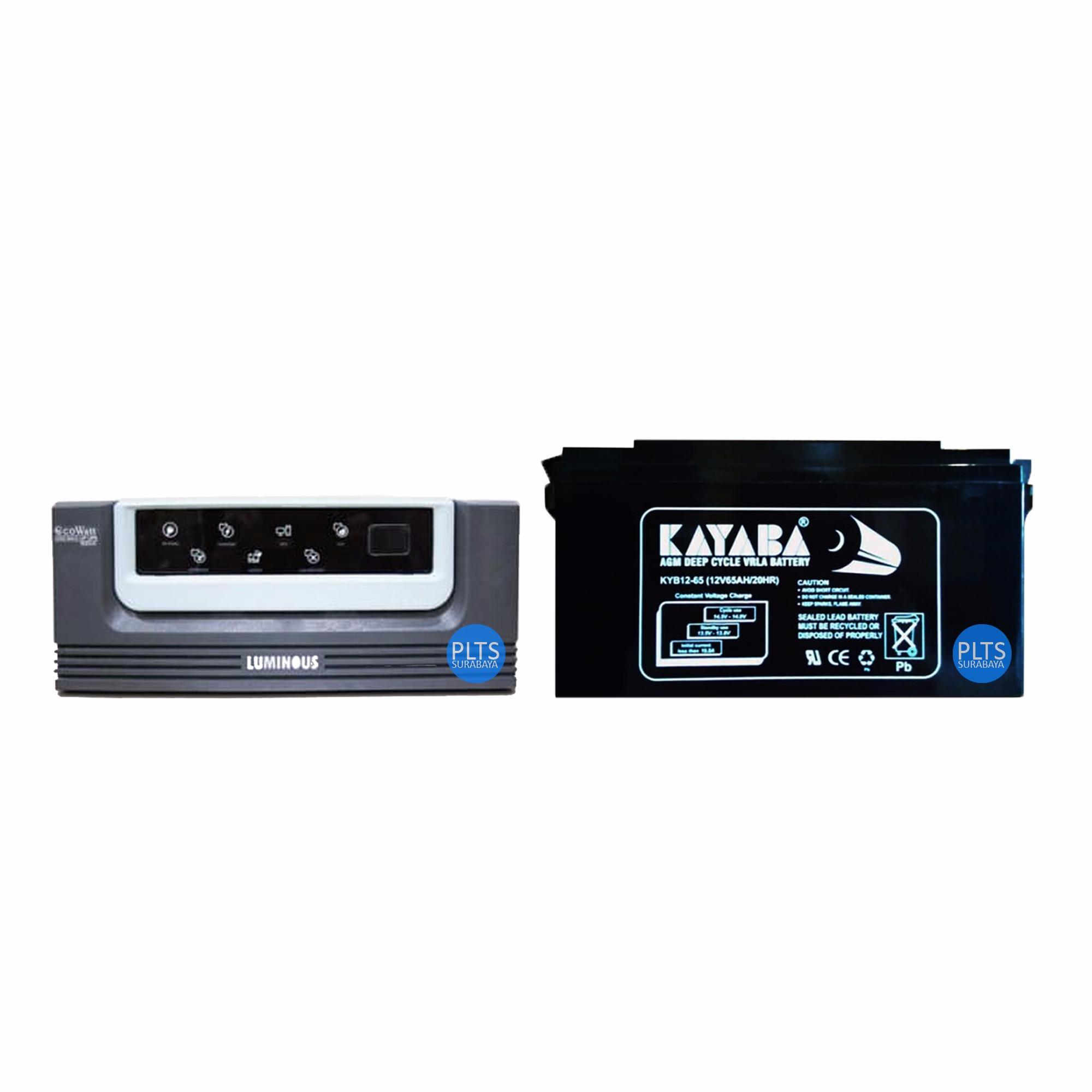 Paket Hemat Inverter Luminous Ecowatt 700VA + Aki Kering VRLA KAYABA 12v 65AH