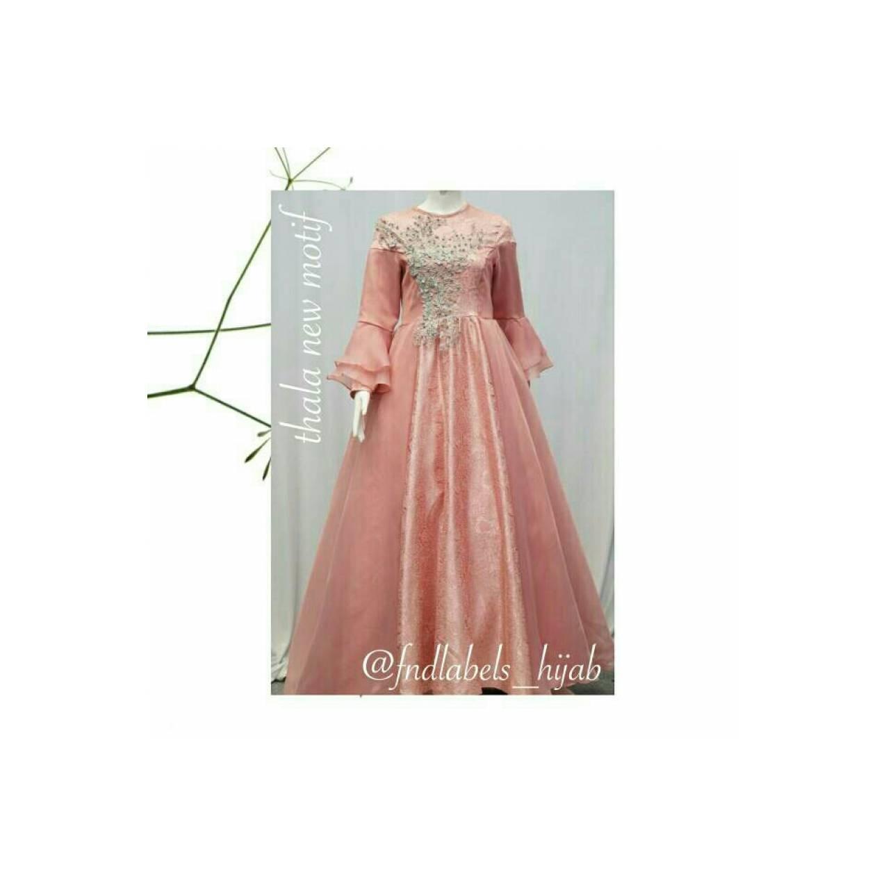 OPEN PO Kebaya Gamis Thala Peach New Motif