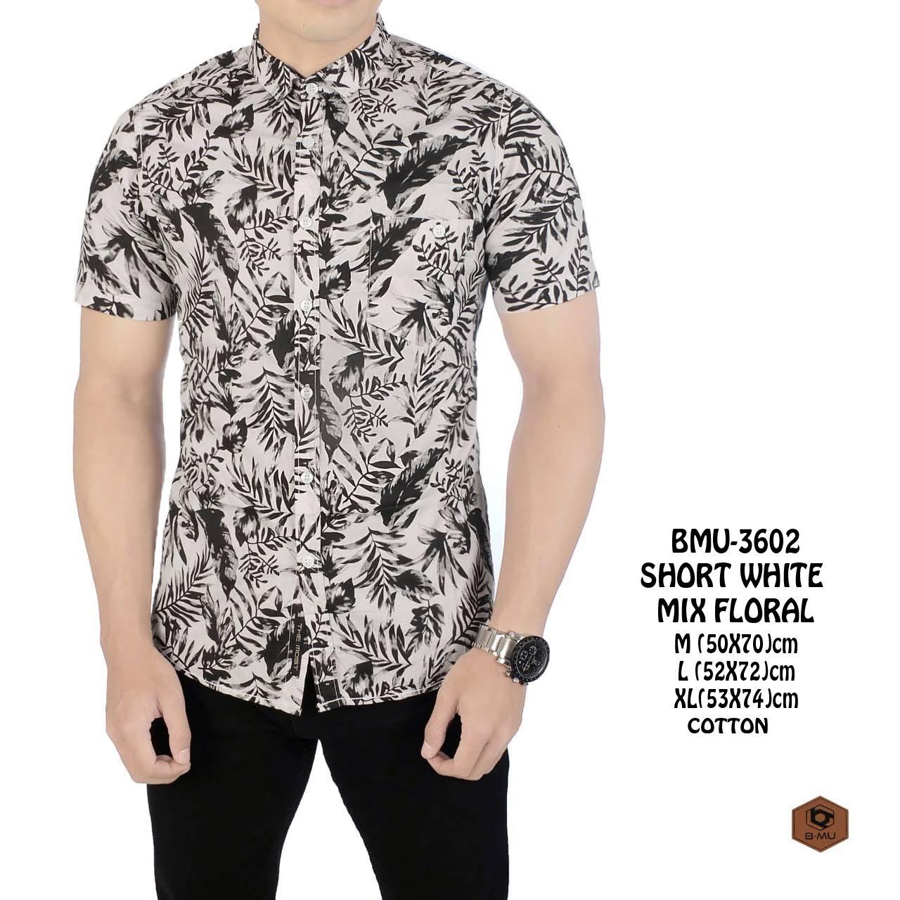 bajuku murah short white mix floral kemeja printing pria fashion pria atasan pria kemeja kembang printing kemeja batik atasan pria wanita kemeja distro kemeja lengan pendek kemeja kantor kemeja kerja modis gaul trendy kemeja polos bunga