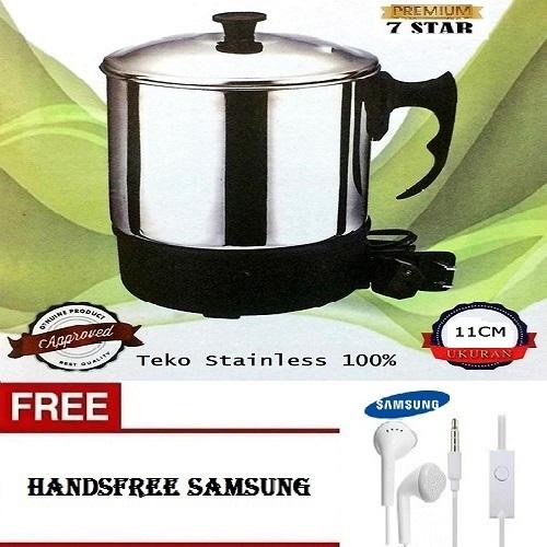 PREMIUM Teko Pemanas Air 7STAR Mug Listrik 11 Cm / Panci Listrik Stainless Steel 11 Cm + Gratis Headset Samsung Untuk Semua HP 1Pcs
