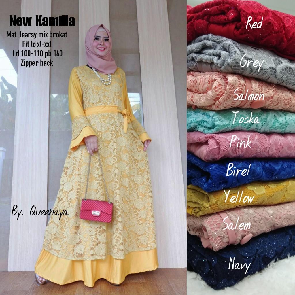Gamis Long dress maxi wanita muslim brokat lace. import. espranza XL gaun