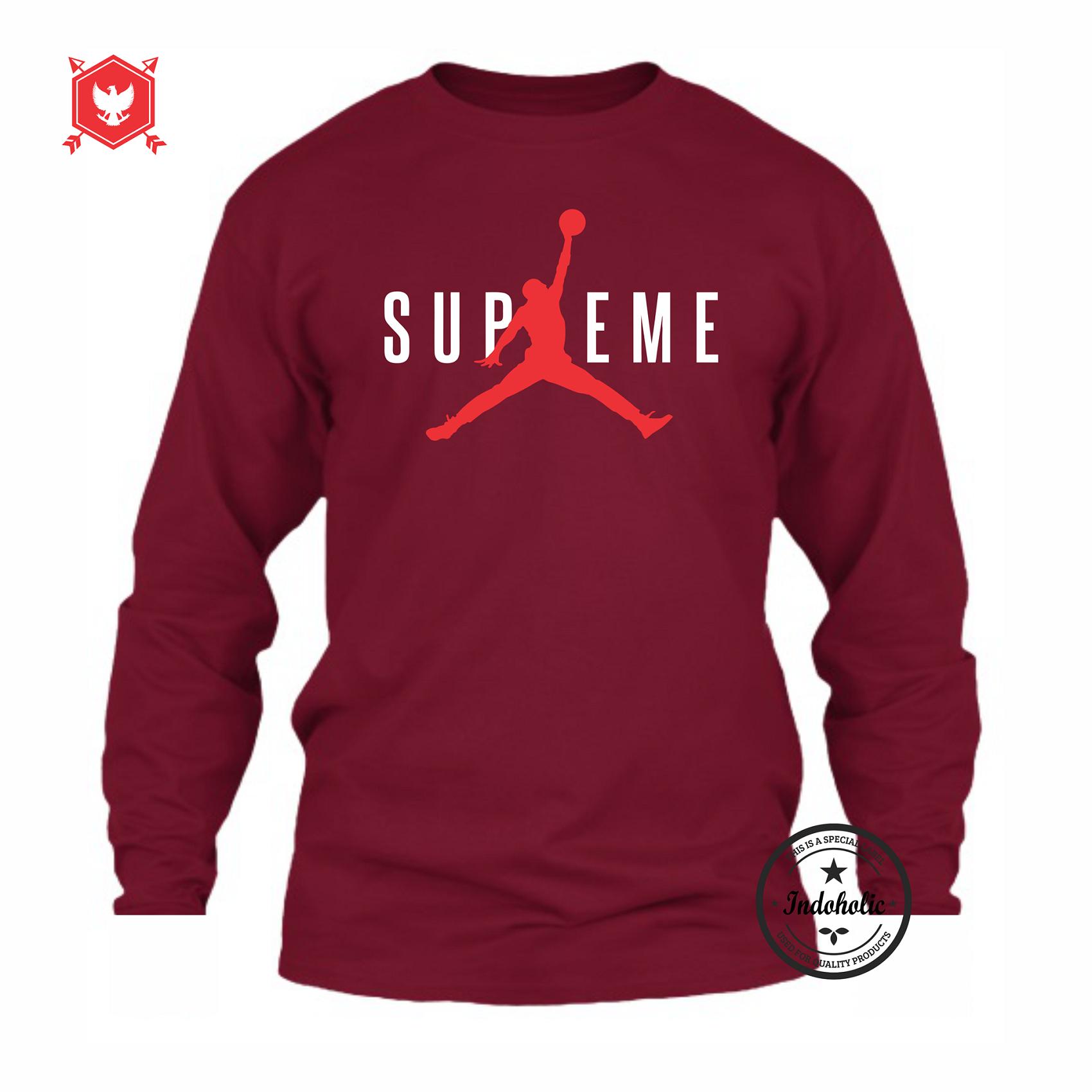 Indoholic Apparel Kaos Distro Supreme Baju Pria Bandung Lengan Tangan Panjang Muslim Moslem Premium Lebaran Murah Keren Wanita Anime - Navy