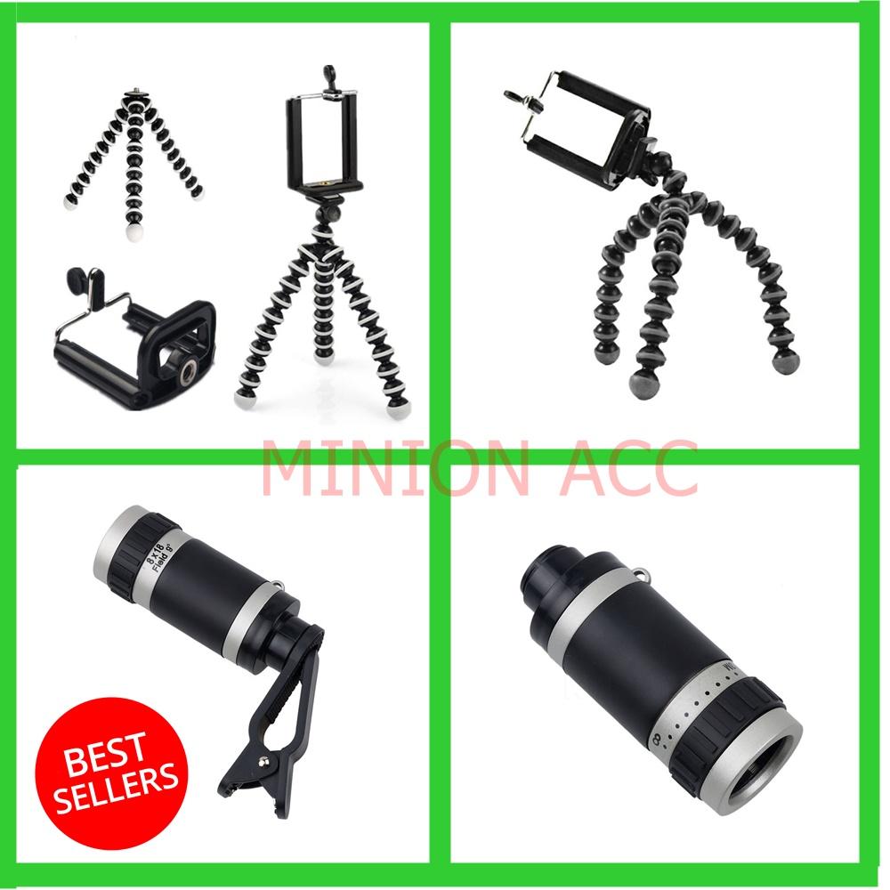 Universal Tripod Mini Gorila / Mini Tripod + Holder U + Universal 8 x perkecil tampilan HD untuk lensa optik teleskop ponsel kamera
