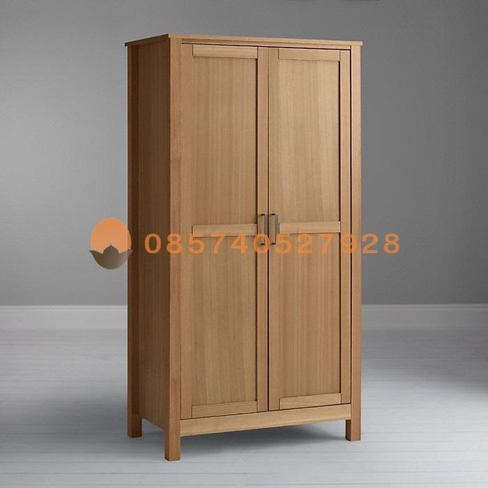 Lemari Pakaian Minimalis Pintu 2 Jati Finishing Natural Eksport