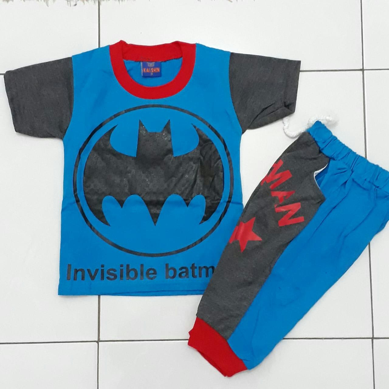 Baju Anak Setelan Atasan dan Celana Joger Motif Karakter BATMAN 