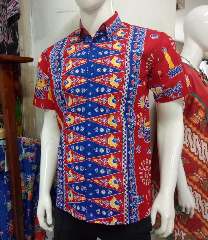 Hem Batik Betawi Tumpal Pucuk Rebung Ondel-Ondel