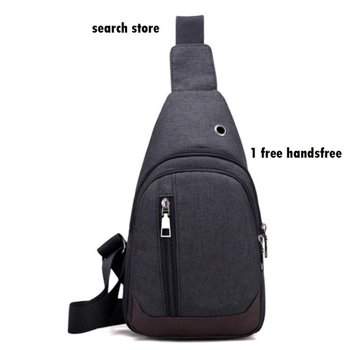 Search Tas Pria / Tas Kerja Selempang / Slempang Traveling Murah / Free Hansfree samsung - Hitam
