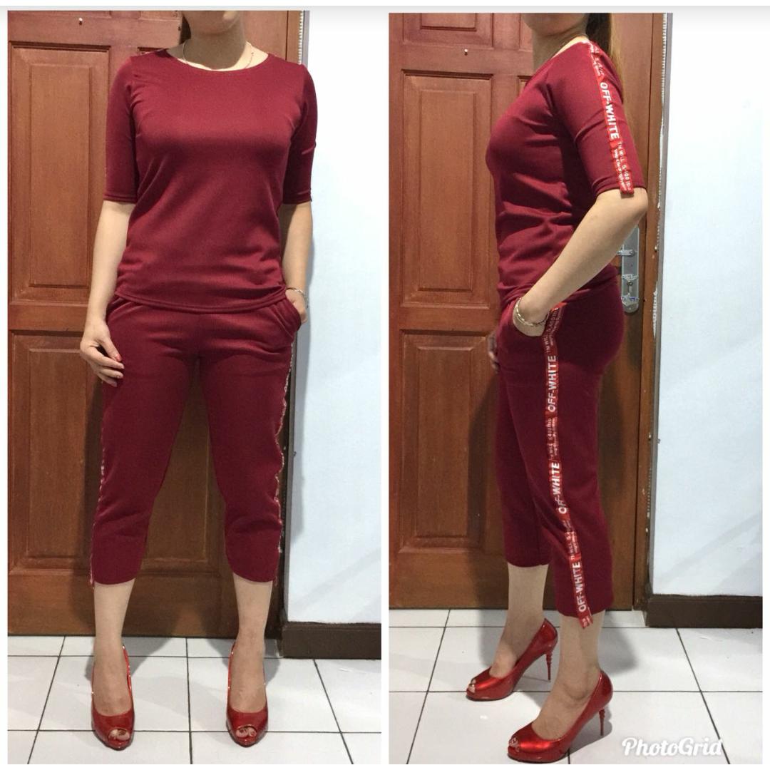 Victorioushop - Set 7/8 Off White / Set Wanita / Baju dan Celana Wanita / Stelan Wanita