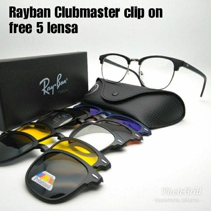 DISKON kacamata frame Rayban Clubmaster clip-on 5 lensa , anti radiasi TERMURAH