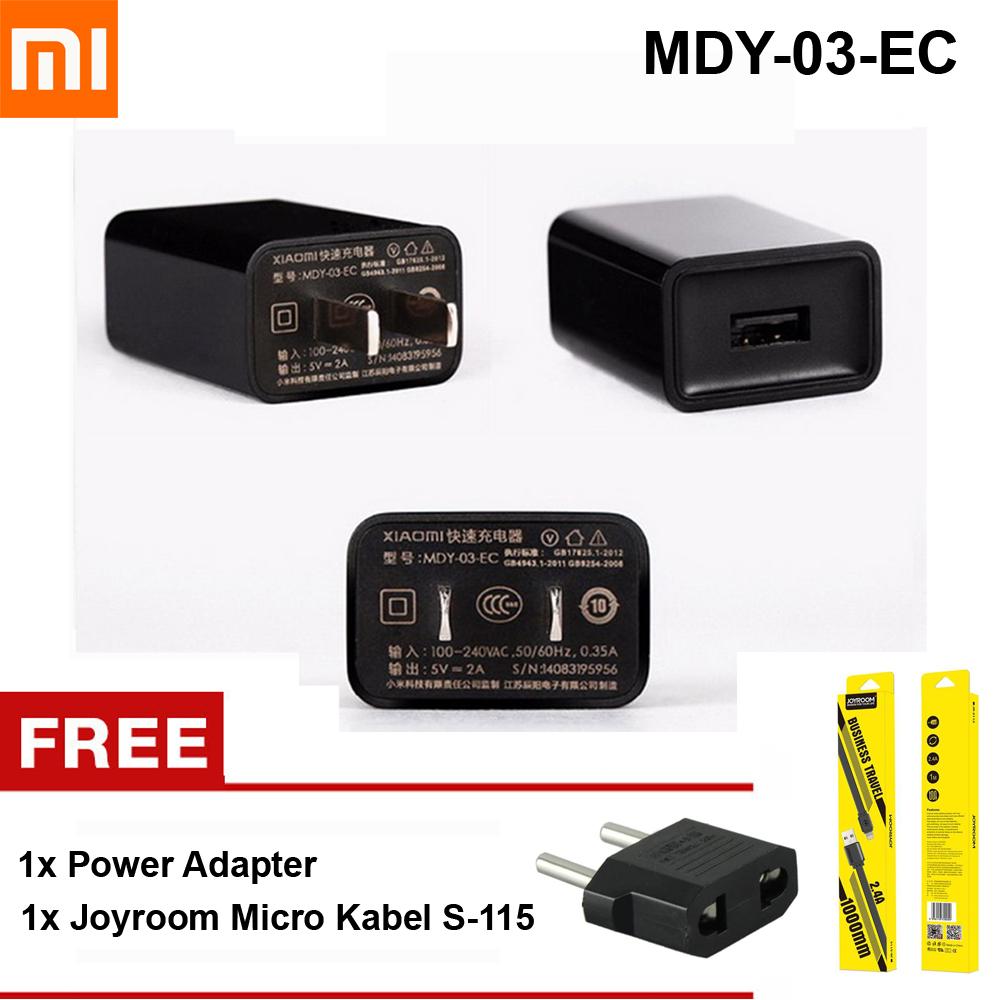 Xiaomi Travel Charger Original 5V-2A MDY-03-EC Support Fast Charging FREE POWER ADAPTOR + JOYROOM MICRO USB CABLE S-115 RANDOM COLOR
