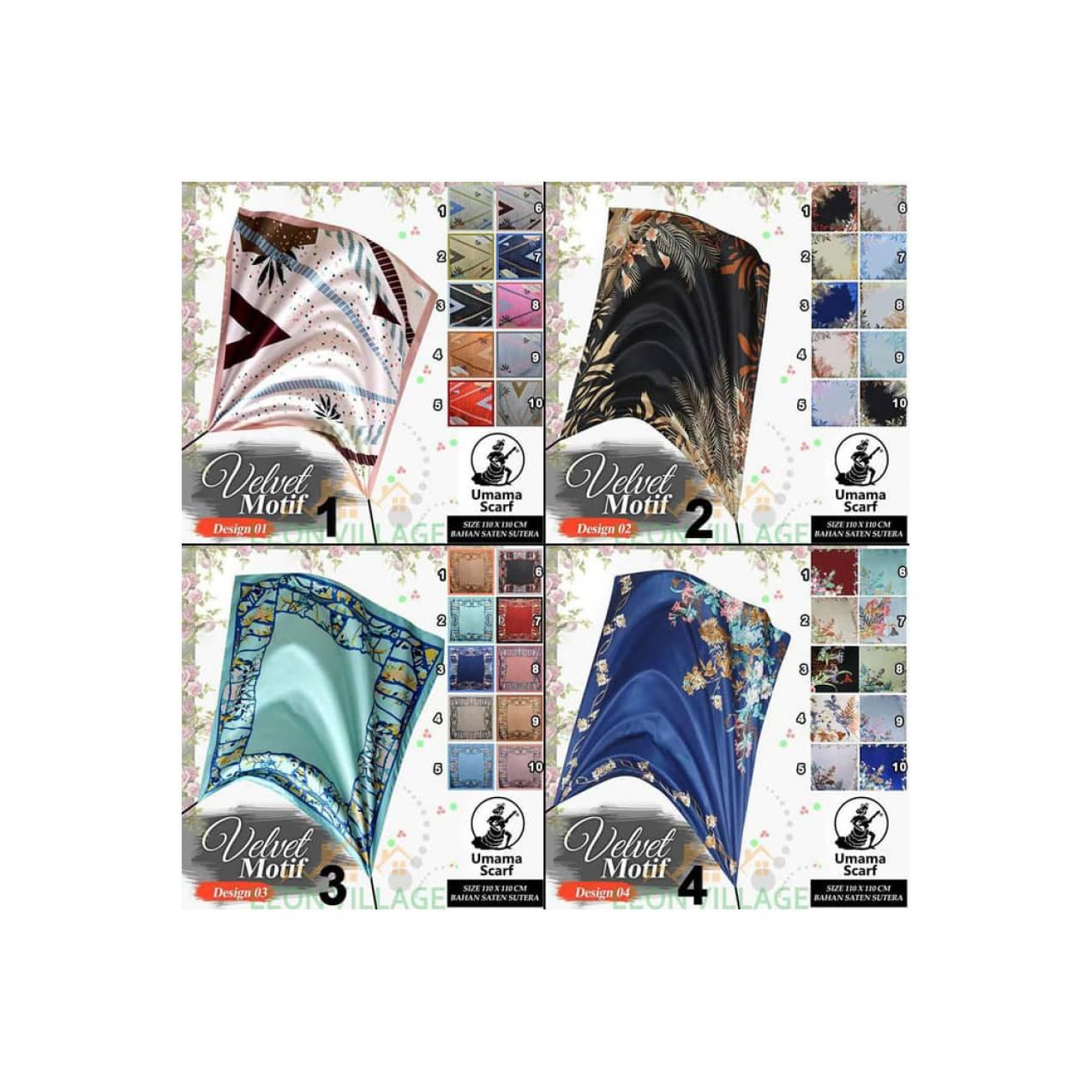 GROSIR Kerudung VELVET B by UMAMA Hijab Jilbab Segi Empat Motif