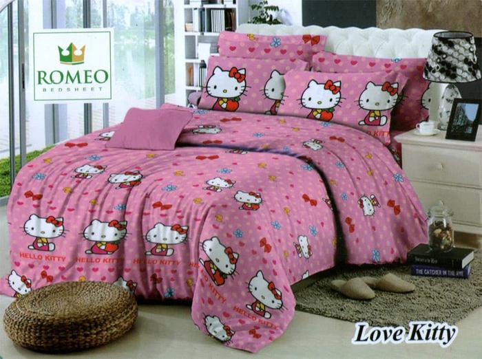 PROMO PALING MURAH Sprei Romeo ukuran 180 x 200 / King / No.1 - Love Kitty TERLARIS
