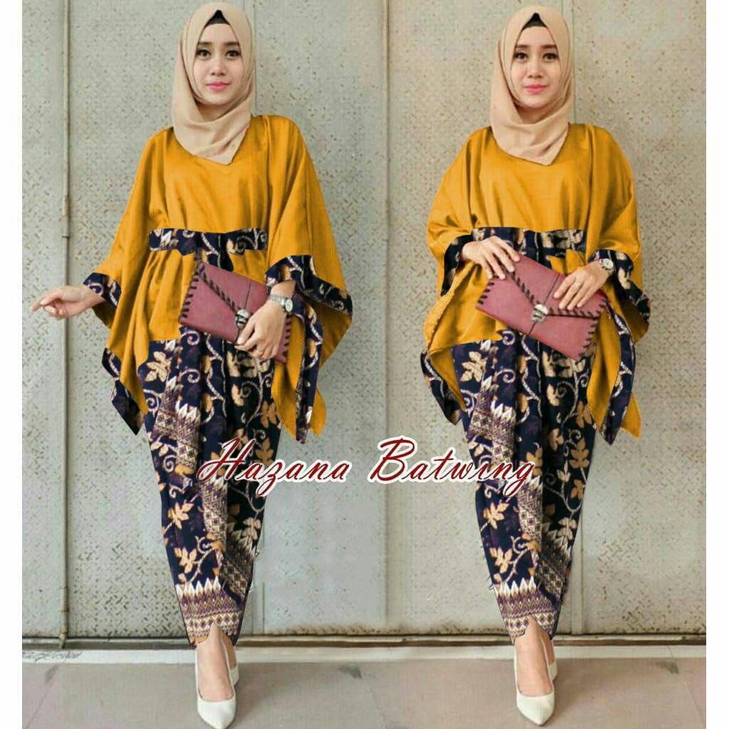 Claryne Setelan Wanita Blouse Lengan Panjang Rok Lilit Batik Cantik Hazana