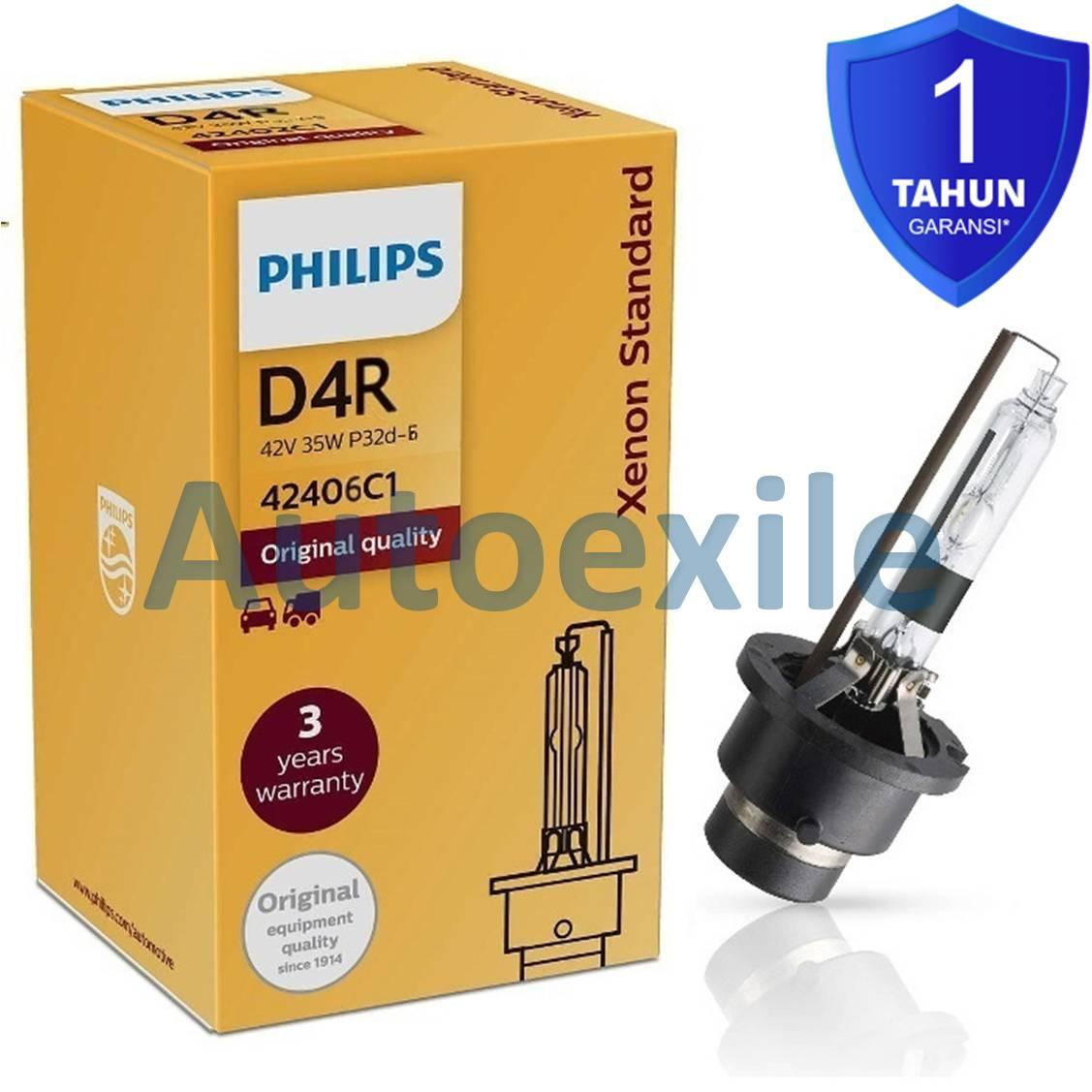 Philips Xenon Standard HID D4R 42V 35W 4200K Kuning Terang Garansi Original Lampu Depan Mobil New Vios New Altis Mark-X FT-86
